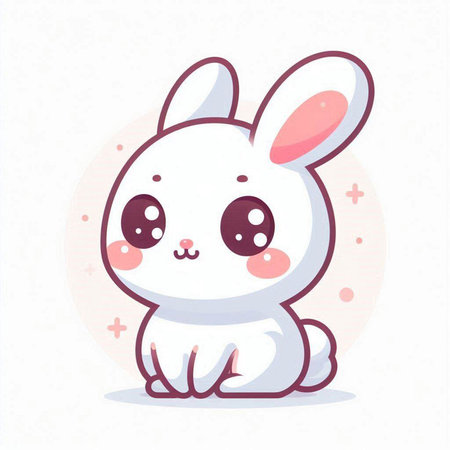 Cute cartoon bunny. Vector illustration of a little white rabbit.のイラスト素材