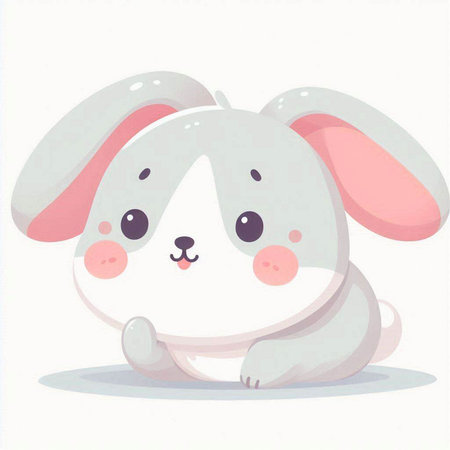 Cute cartoon rabbit. Vector illustration isolated on a white background.のイラスト素材