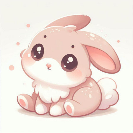 Cute cartoon rabbit on white background. Vector illustration of a cute little bunny.のイラスト素材