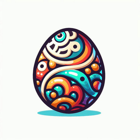 Colorful easter egg with abstract ornament. Hand drawn vector illustration.のイラスト素材