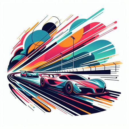Car on the road. Vector illustration of a sport car on the road.のイラスト素材