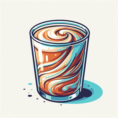 Coffee in a glass with whipped cream. Vector illustration.のイラスト素材