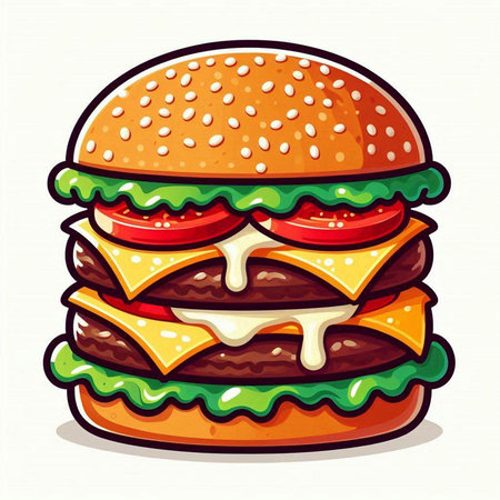 Illustration of a hamburger on a white background. Vector illustration.のイラスト素材