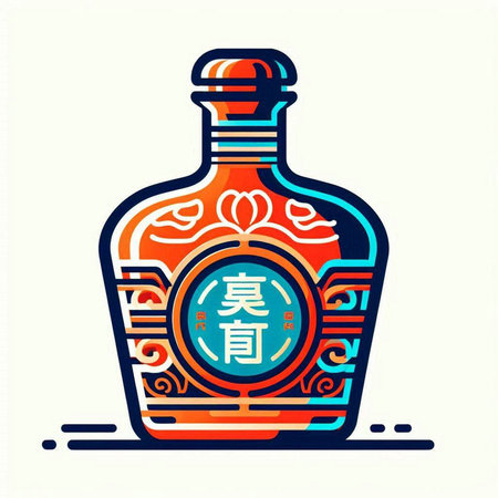 Chinese calligraphy of a bottle of liquor, vector illustration.のイラスト素材