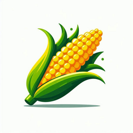 Illustration of a ripe corn on a white background. Vector illustrationのイラスト素材