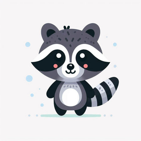 Cute raccoon vector illustration. Cute cartoon animal character.のイラスト素材