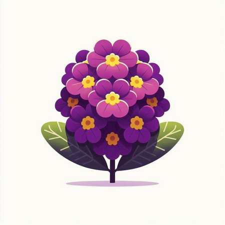 Flower vector illustration. Beautiful purple flowers in the shape of a tree.のイラスト素材