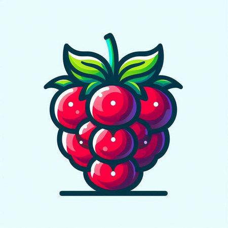 Raspberry vector icon. Isolated berry on white background.のイラスト素材