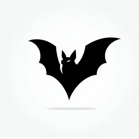 Bat silhouette on a white background. Halloween icon. Vector illustration.のイラスト素材