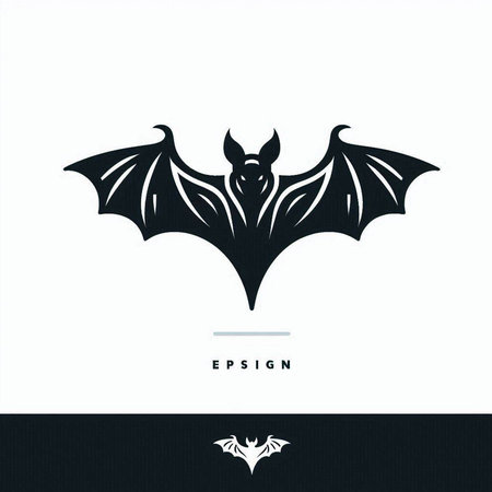 Bat logo template. Creative vector symbol of a bat with wings.のイラスト素材