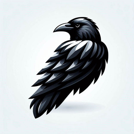 Black raven isolated on white background. Vector illustration for your design.のイラスト素材