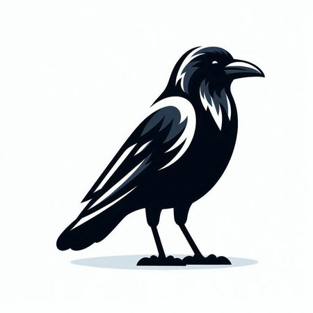 Crow on a white background. Vector illustration of a crow.のイラスト素材
