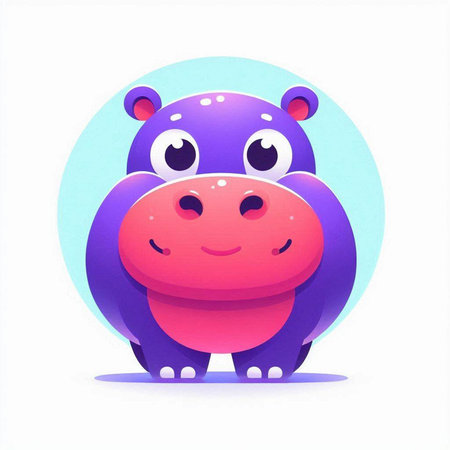 Cute cartoon hippo isolated on white background. Vector illustration.のイラスト素材