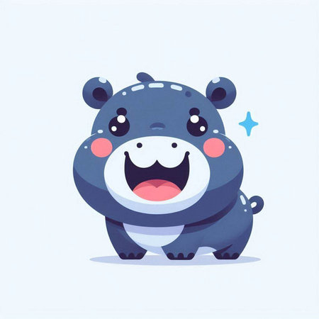 Cute cartoon hippo. Funny animal character. Vector illustration.のイラスト素材