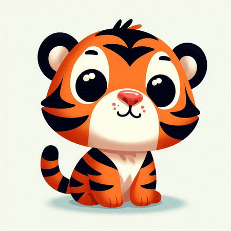 Cute cartoon tiger. Vector illustration of a cute tiger cub.のイラスト素材