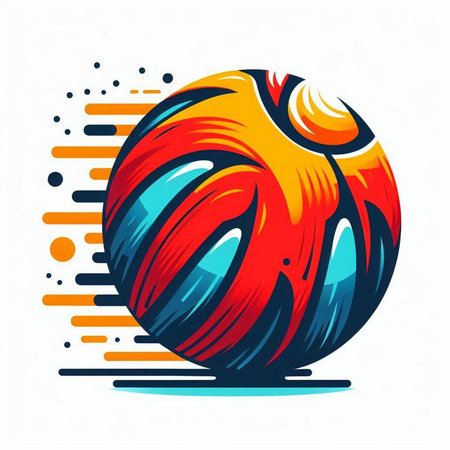 Vector abstract illustration of a volleyball ball. Colorful sport icon.のイラスト素材