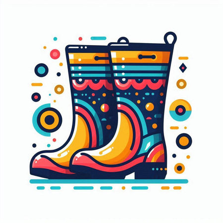 Garden rubber boots vector illustration. Colorful rubber boots icon.のイラスト素材