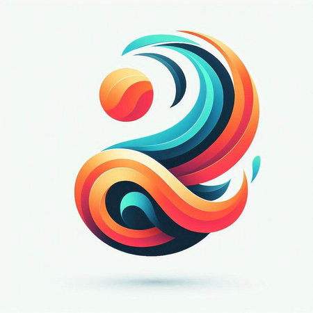 Vector abstract blue and orange 3d swirl logo. Corporate identity design element.のイラスト素材