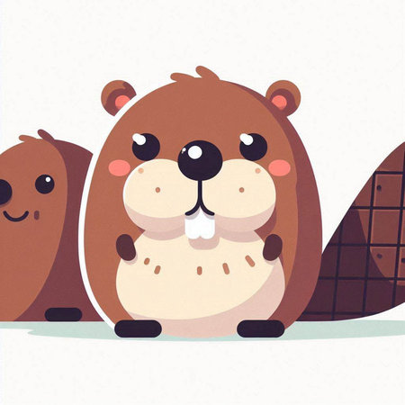 Cute beaver cartoon vector illustration. Cute cartoon beaver.のイラスト素材