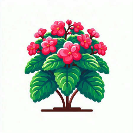 Pink flowers in a pot on a white background. Vector illustration.のイラスト素材