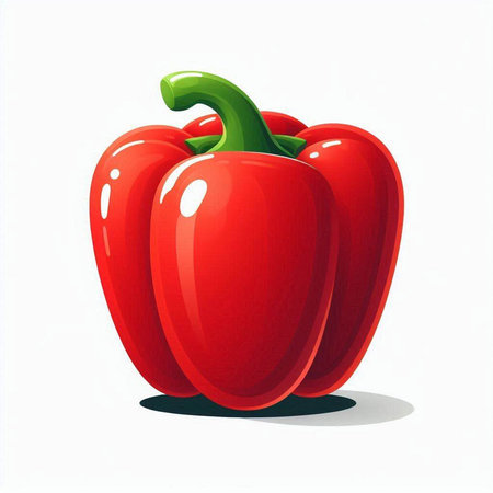 Red bell pepper isolated on white background. Vector illustration. Eps 10.のイラスト素材
