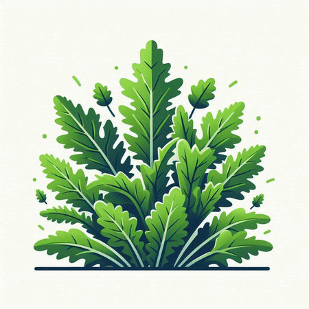 Vector illustration of green leaves on light background. Flat style design.のイラスト素材