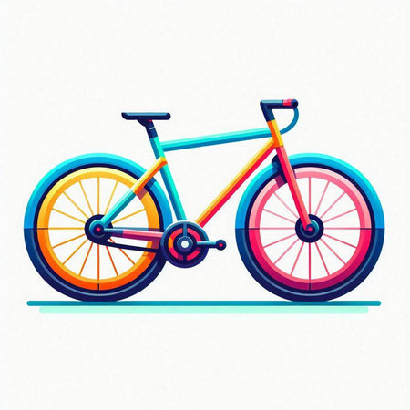 Colorful bicycle isolated on white background. Vector illustration in flat style.のイラスト素材