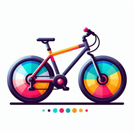 Colorful bicycle icon isolated on white background. Vector flat illustration.のイラスト素材
