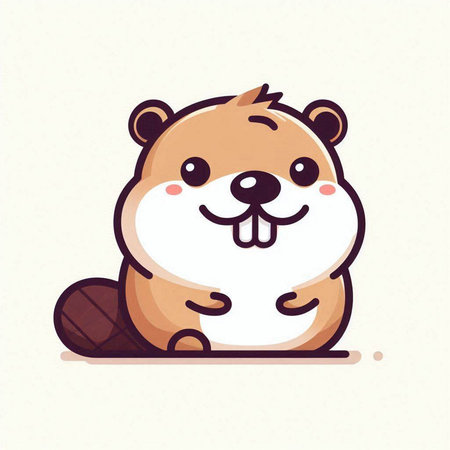 Cute beaver vector illustration. Cute beaver character.のイラスト素材
