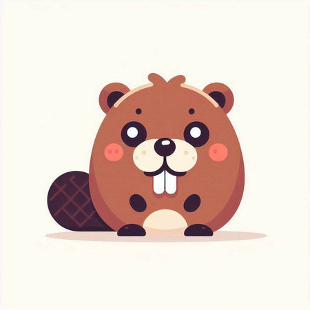 Cute beaver vector illustration. Cute cartoon beaver.のイラスト素材