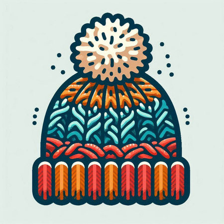 Winter hat with pompon. Vector illustration. Hand drawn style.のイラスト素材