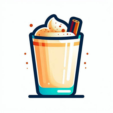 Milkshake with whipped cream in a glass. Vector illustration.のイラスト素材