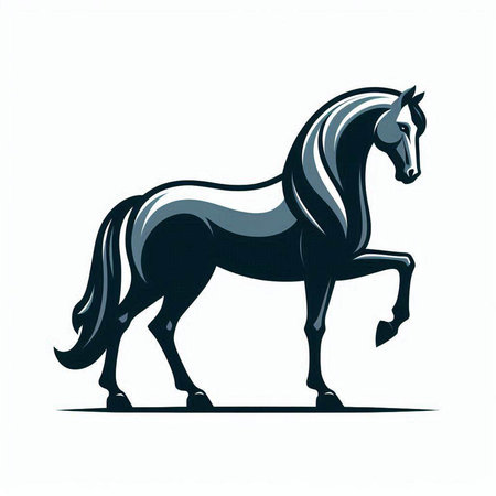 Vector image of a black horse on a white background. Side view.のイラスト素材