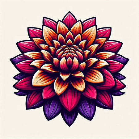 Dahlia flower vector illustration. Tattoo art design element.のイラスト素材