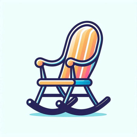 Rocking chair icon. Vector illustration in flat style. Isolated on blue background.のイラスト素材