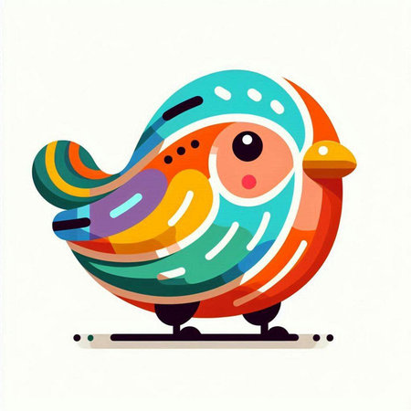 Colorful bird on white background. Vector illustration in flat style.のイラスト素材