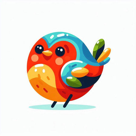 Cute cartoon red bird isolated on white background. Vector illustration.のイラスト素材