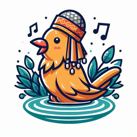 Cute cartoon bird in ethnic style. Vector illustration for your designのイラスト素材