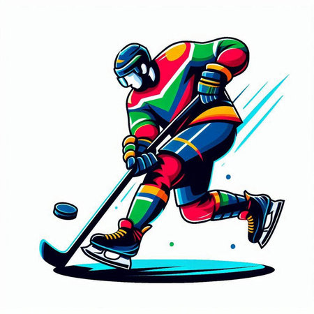 Ice hockey player on the ice. Vector illustration. Cartoon style.のイラスト素材