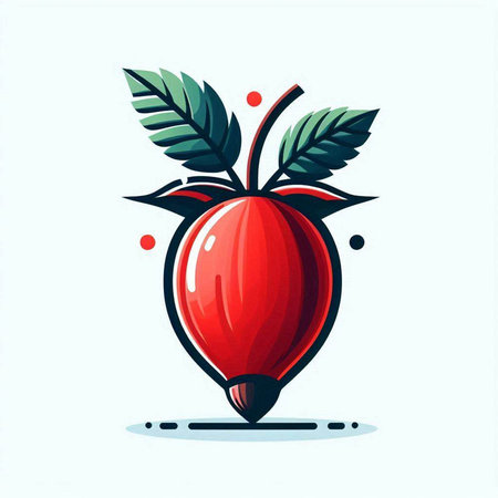 Vector illustration of rosehip with leaves isolated on a white background.のイラスト素材