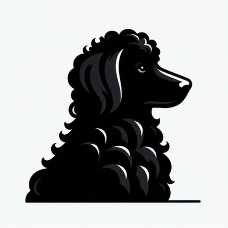 Silhouette of a black poodle on a white background.のイラスト素材