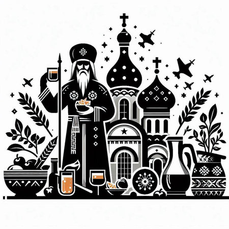 Orthodox christian church. Vector illustration. Black and white.のイラスト素材