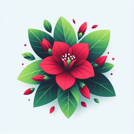 Christmas greeting card with poinsettia flower. Vector illustration.のイラスト素材