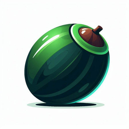 Illustration of green acorn on a white background. Vector illustrationのイラスト素材