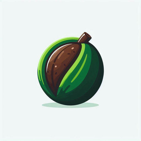 Illustration of a green fresh walnut on a white background.のイラスト素材
