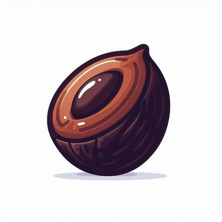 Illustration of a chocolate hazelnut on a white background.のイラスト素材