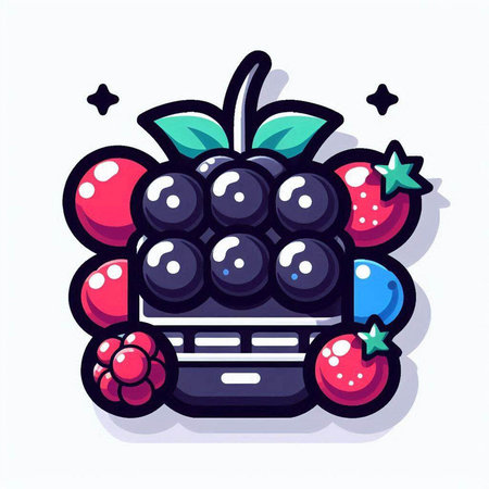 Blackberry fruit icon in cartoon style isolated on white background. Vector illustration.のイラスト素材