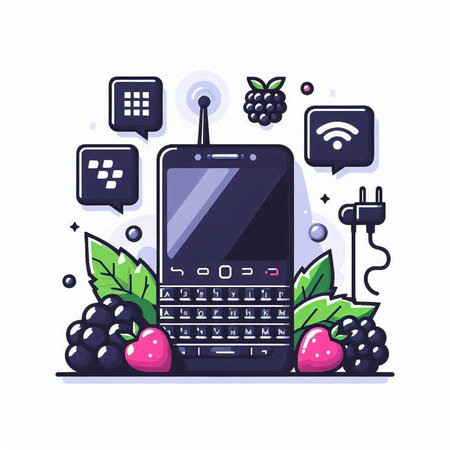 Mobile phone with social media icons. Vector illustration in flat style.のイラスト素材