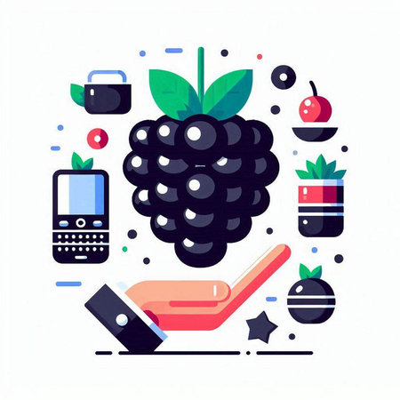 Fruits and berries icons set. Vector illustration in flat style.のイラスト素材