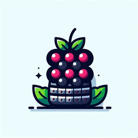 Blackberry vector illustration. Cute berry icon isolated on white background.のイラスト素材